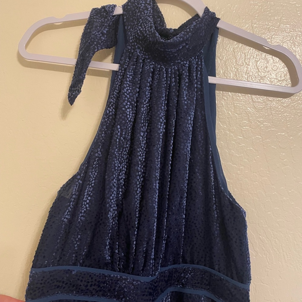 Anthropologie blue velvet jumpsuit - Picture 4 of 6